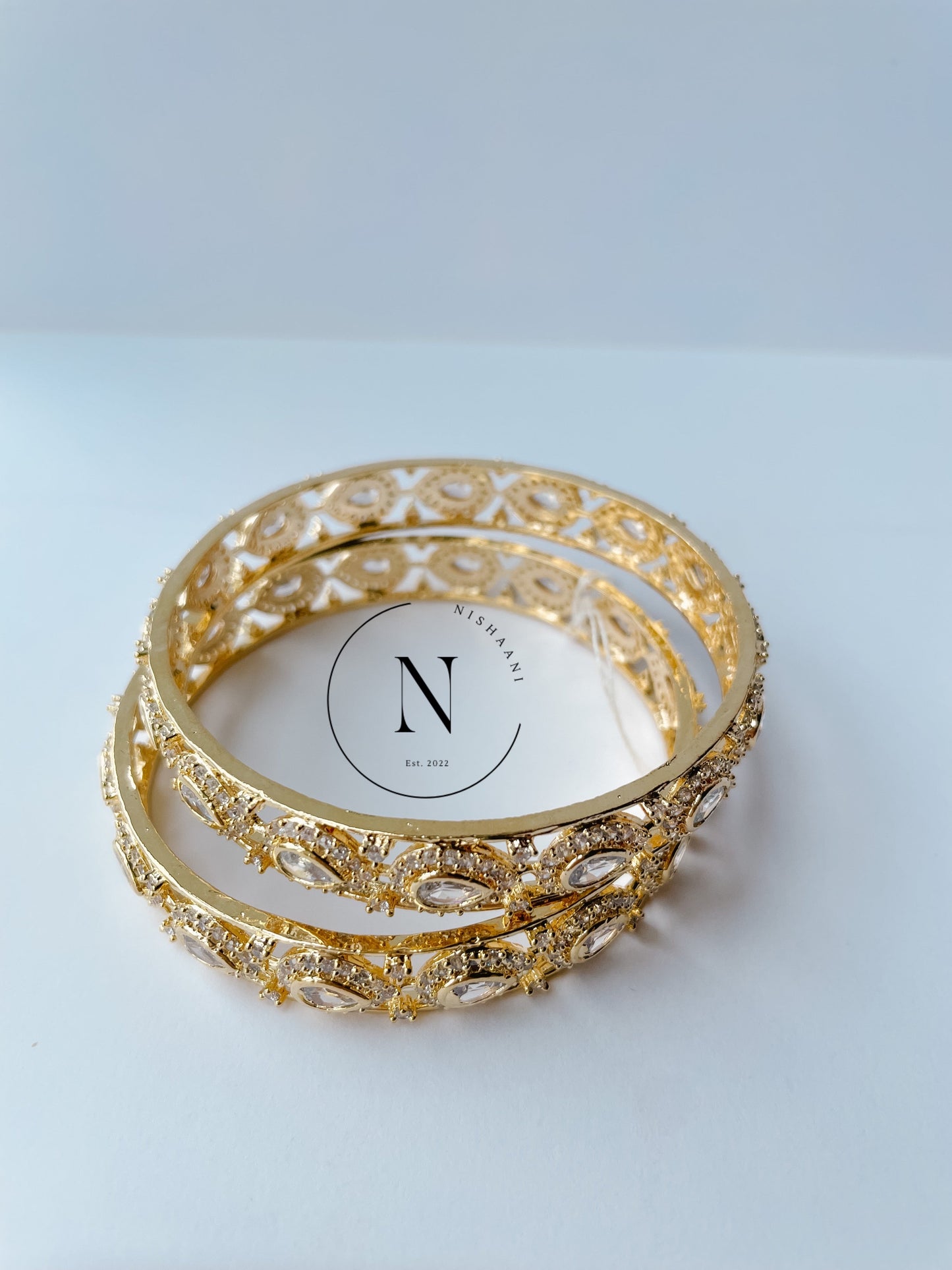 Gold Diamond Bangle Pair (size 2-6)