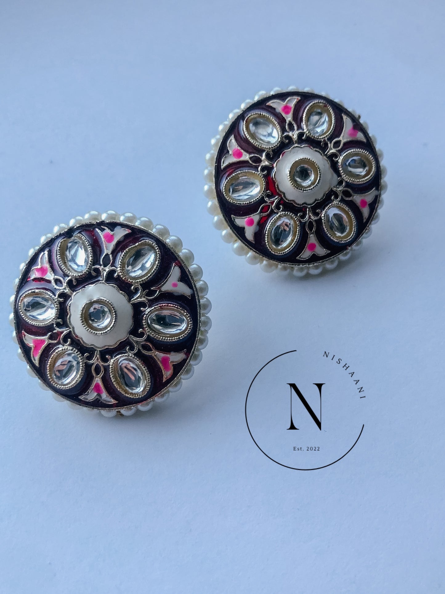 Meena Kari Painted Studs Round