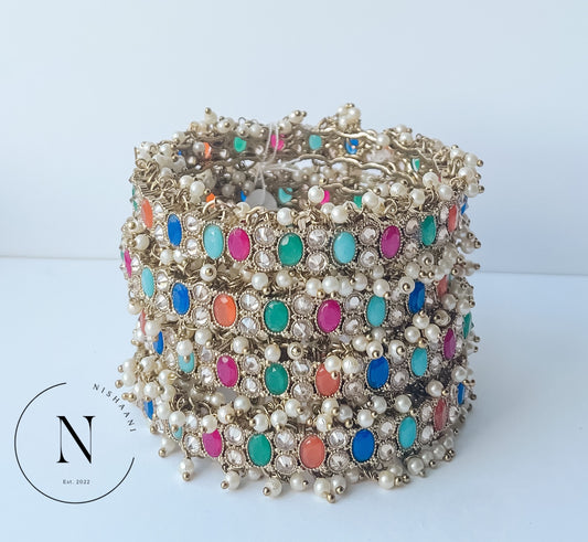 Multi Pearl Four Bangle Set (size 2-6)