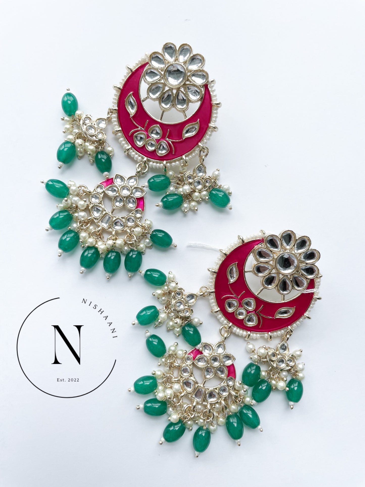 Contrast Earring pink green