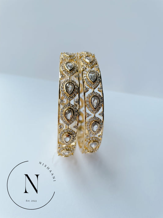 Gold Diamond Bangle Pair (size 2-8)