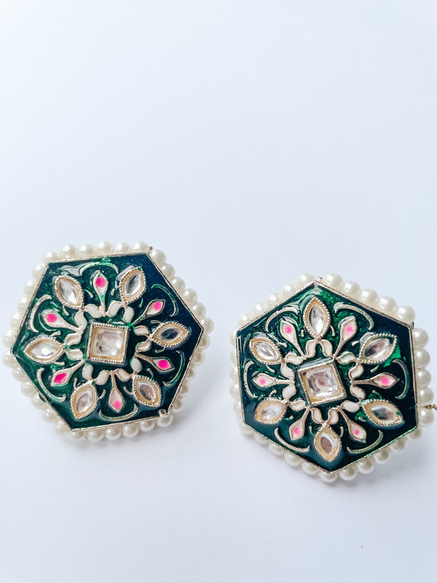 Meena Kari Painted Studs Hexagon