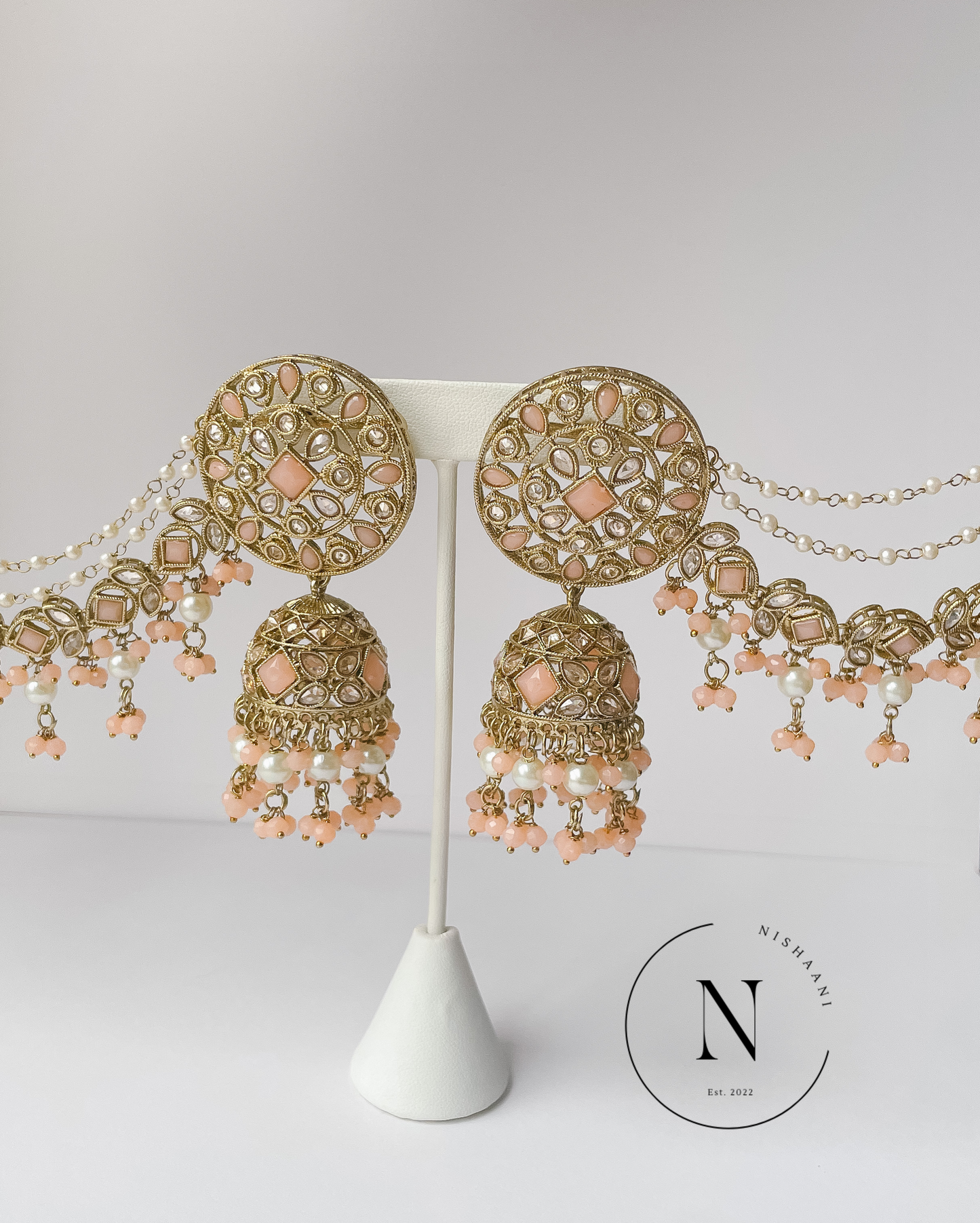 Pali Earring Tikka Set Peach