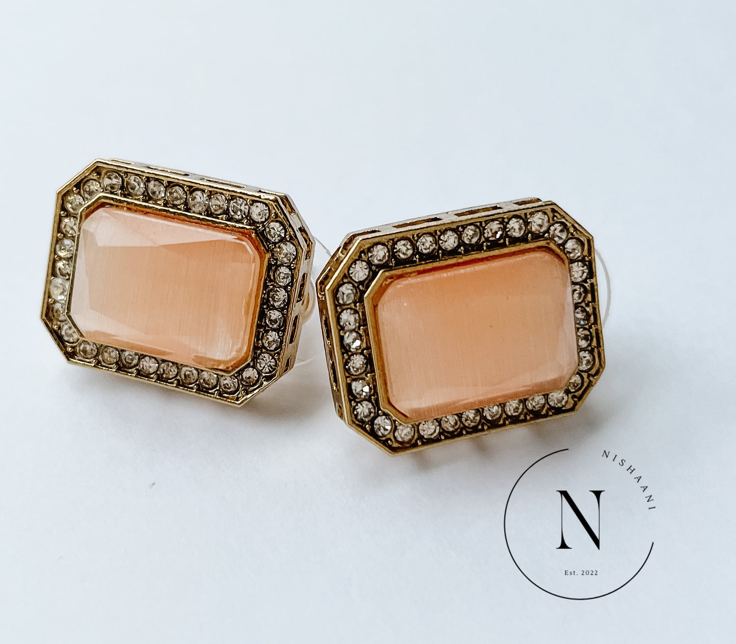 Rectangle Studs Peach