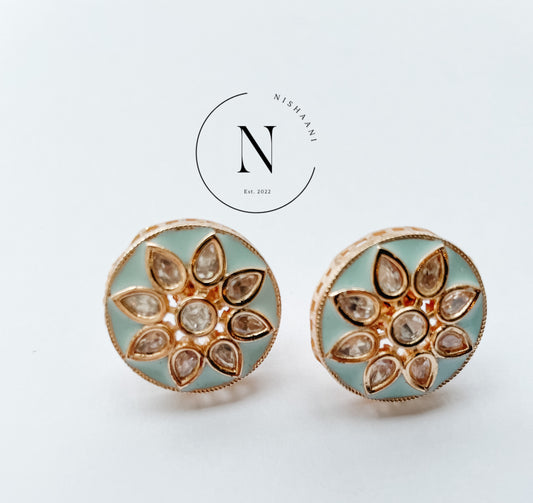 Kundan Studs Light Blue