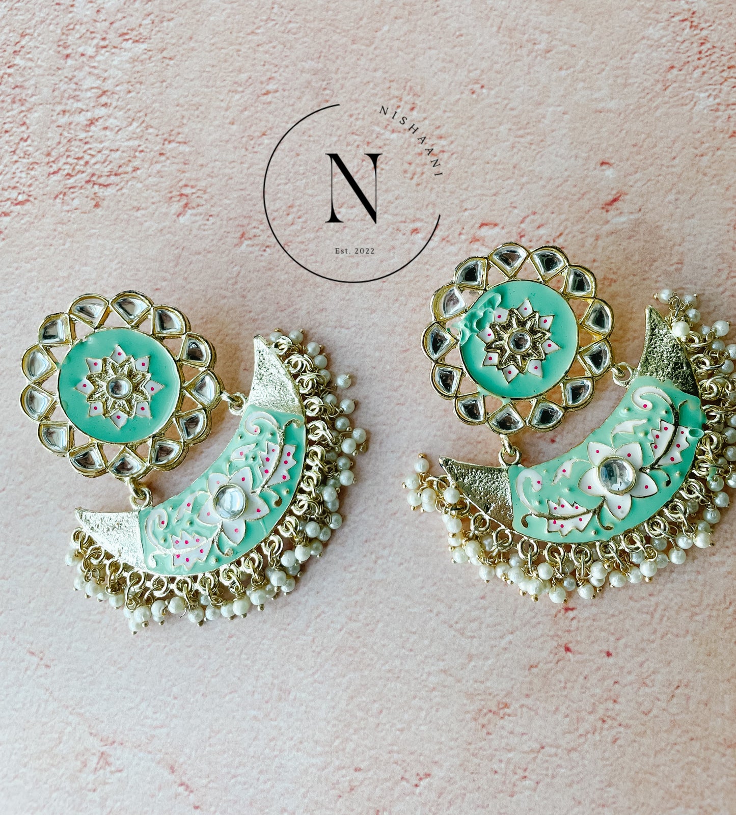 Sun Moon Earrings Green