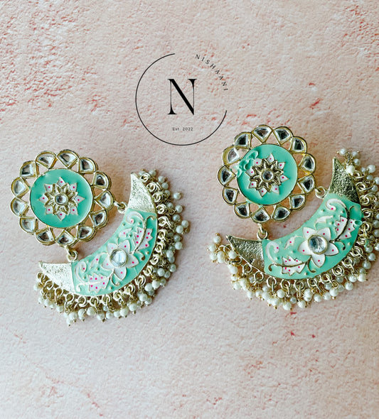 Sun Moon Earrings Green