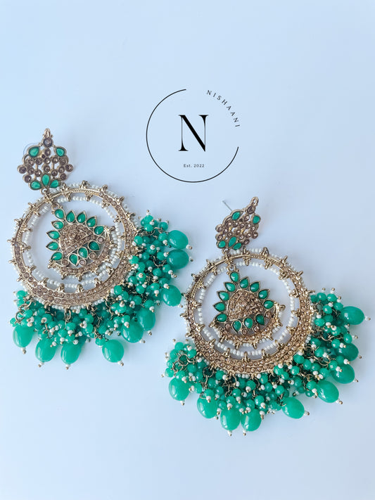 Biggie Earrings Navy Green