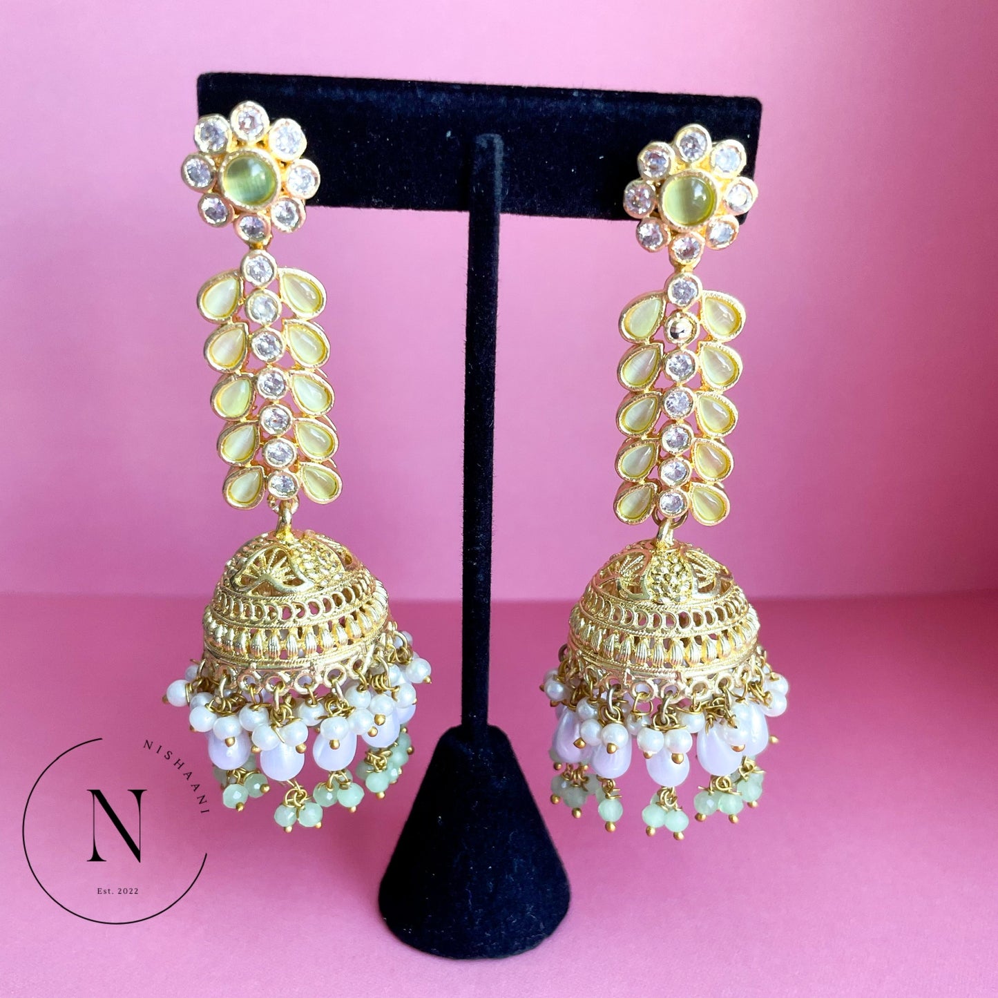 Gold Drop Jhumki Earrings Sage